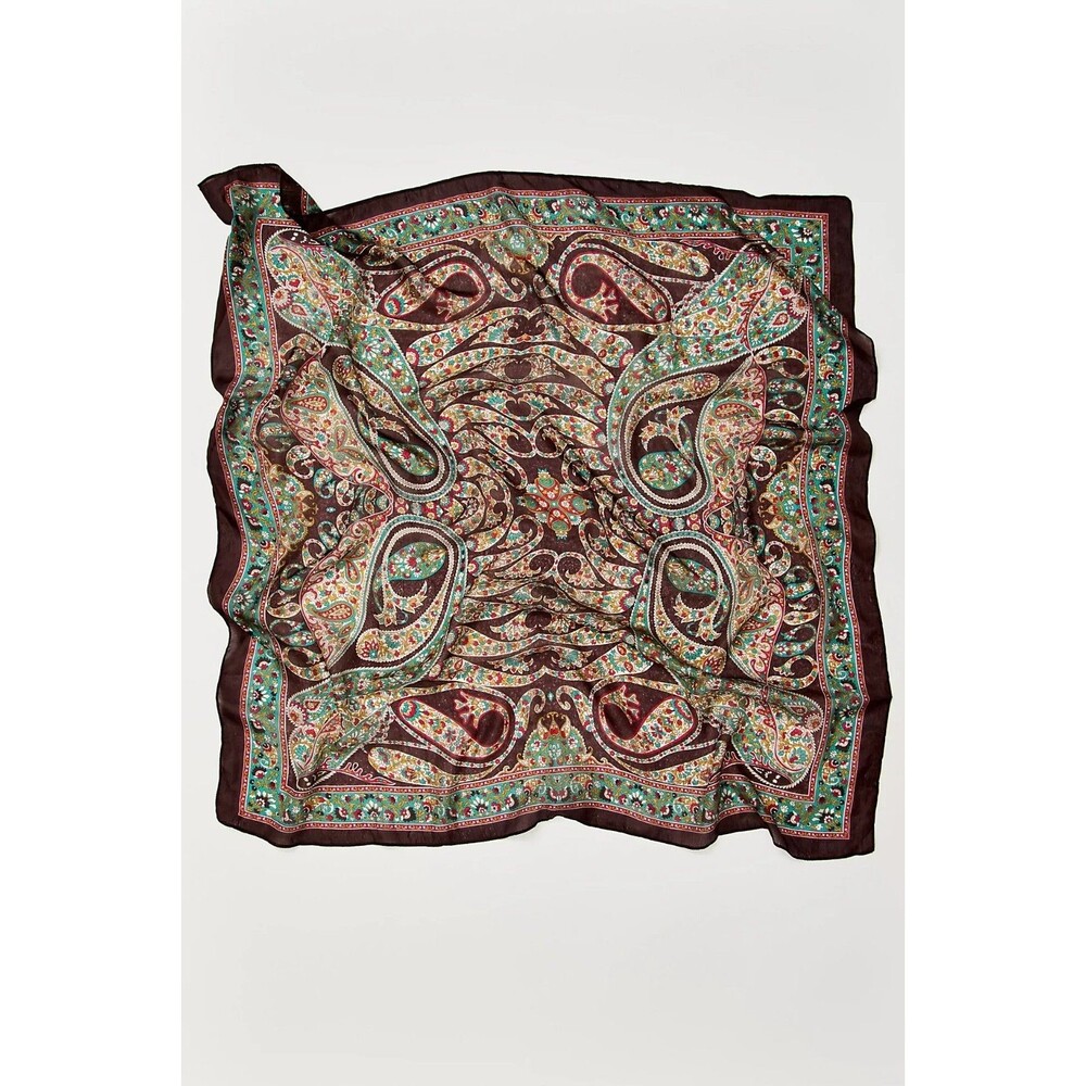 Free People So Silk Printed Bandana Scarf Tube Top Belt Floral Paisley Wrap OS